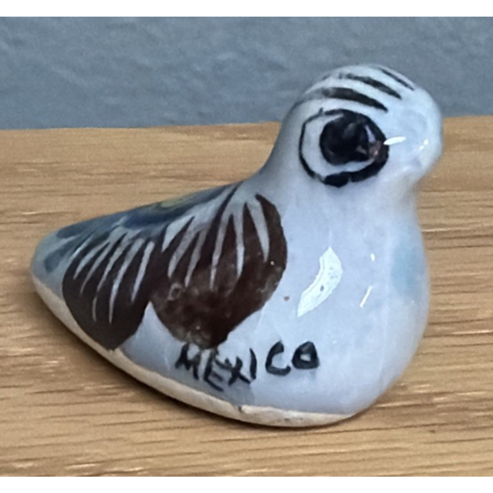 Vtg Mexican Tonala Pottery Mini Bird Hand Painted Glazed Floral Signed As Is